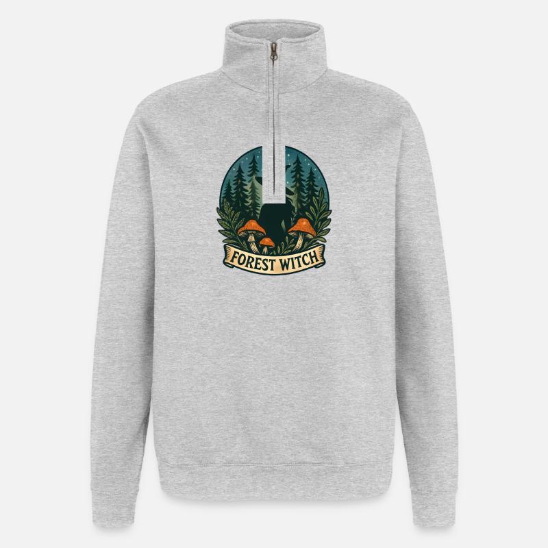 Forest Witch in the Moonlight - Quarter-Zip Sweatshirt - heather grey