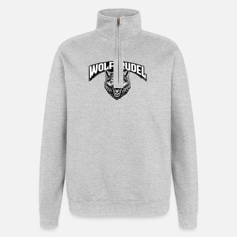 Wolf Pack Fighter Face Logo - Quarter-Zip Sweatshirt - heather grey