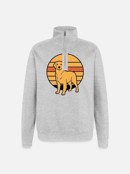 Dog Retriever Retro Sunset - Quarter-Zip Sweatshirt - heather grey
