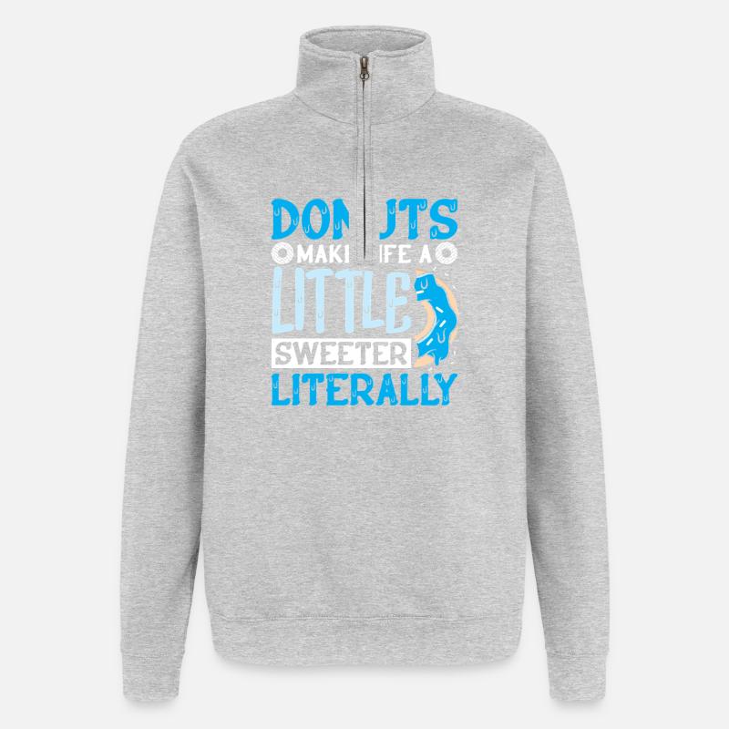 Restauration rapide en donuts - Sweat à zip 1/4 - gris chiné