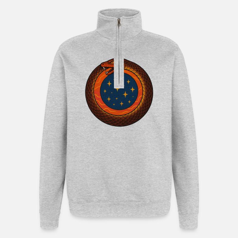 Kosmisches Ouroboros-Emblem - Quarter-Zip-Sweatshirt - Grau meliert