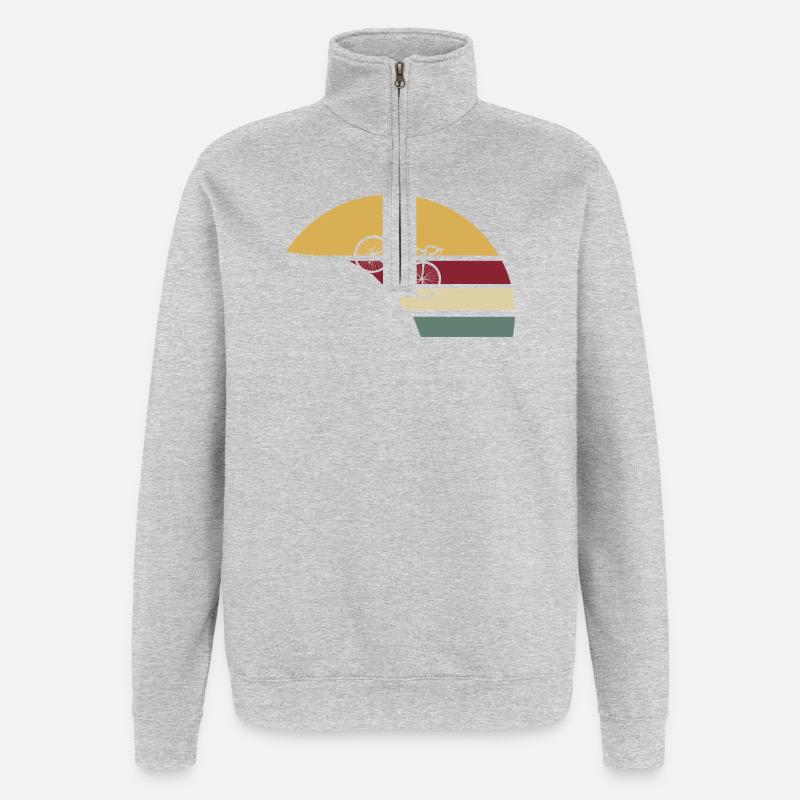 Descente rétro à vélo - Sweat à zip 1/4 - gris chiné
