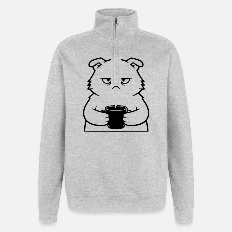 Plan du café Nasty Cat - Sweat à zip 1/4 - gris chiné