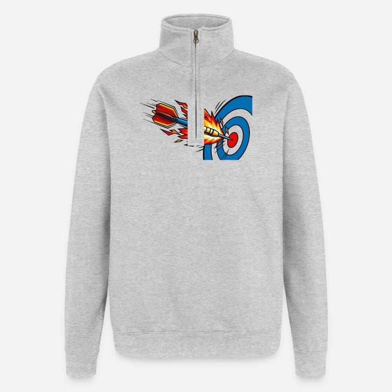 Fléchette Cible de Feu Cible - Sweat à zip 1/4 - gris chiné