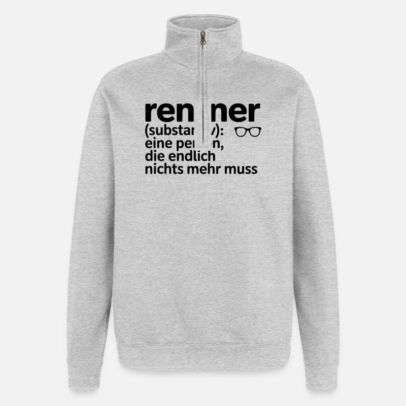 Rentner Brille Spruch - Quarter-Zip-Sweatshirt - Grau meliert