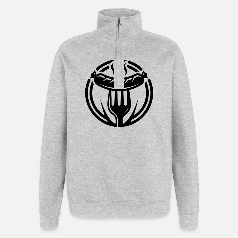 Wurst Bratwurst Symbol - Quarter-Zip-Sweatshirt - Grau meliert