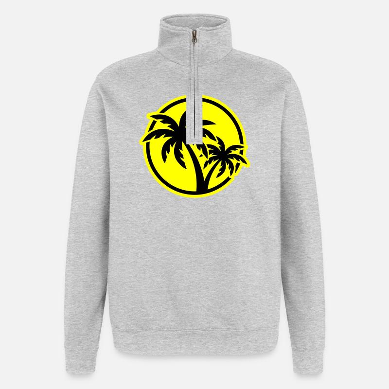 Palm Tree Symbol Beach - Quarter-Zip Sweatshirt - heather grey