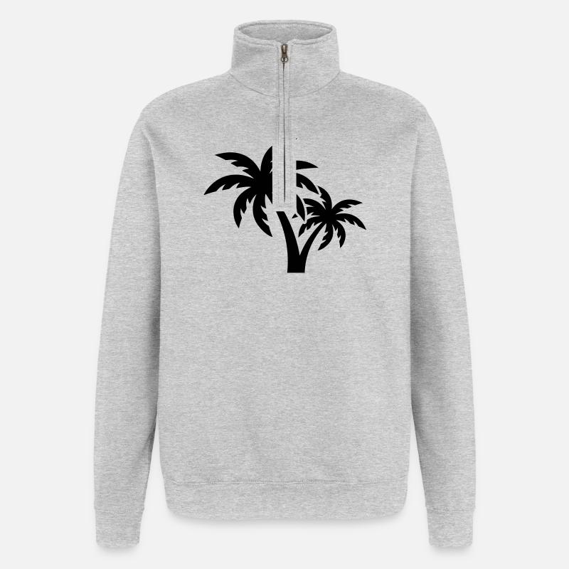 Palmen Symbol - Quarter-Zip-Sweatshirt - Grau meliert
