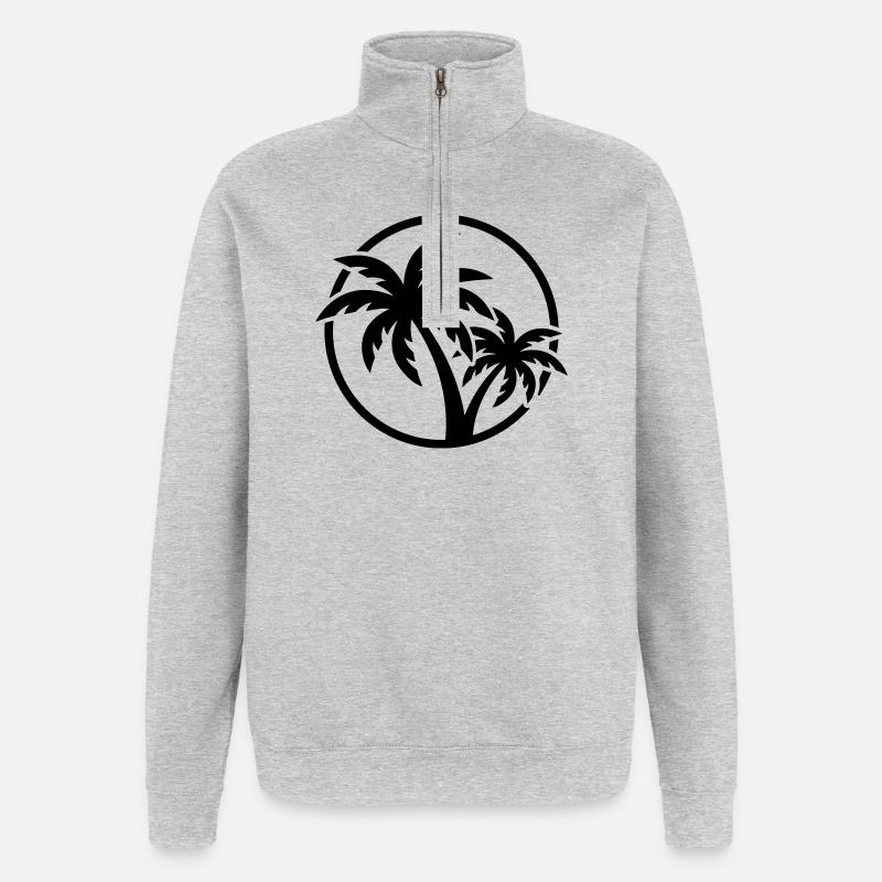 Palm Tree Symbol Beach - Quarter-Zip Sweatshirt - heather grey
