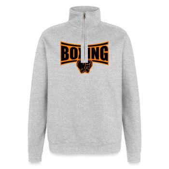 Boxing Boxen - Quarter-Zip-Sweatshirt - Grau meliert - Vorne - AI Model Female 172 light (172cm) & AI Model Male 178 dark (178cm)