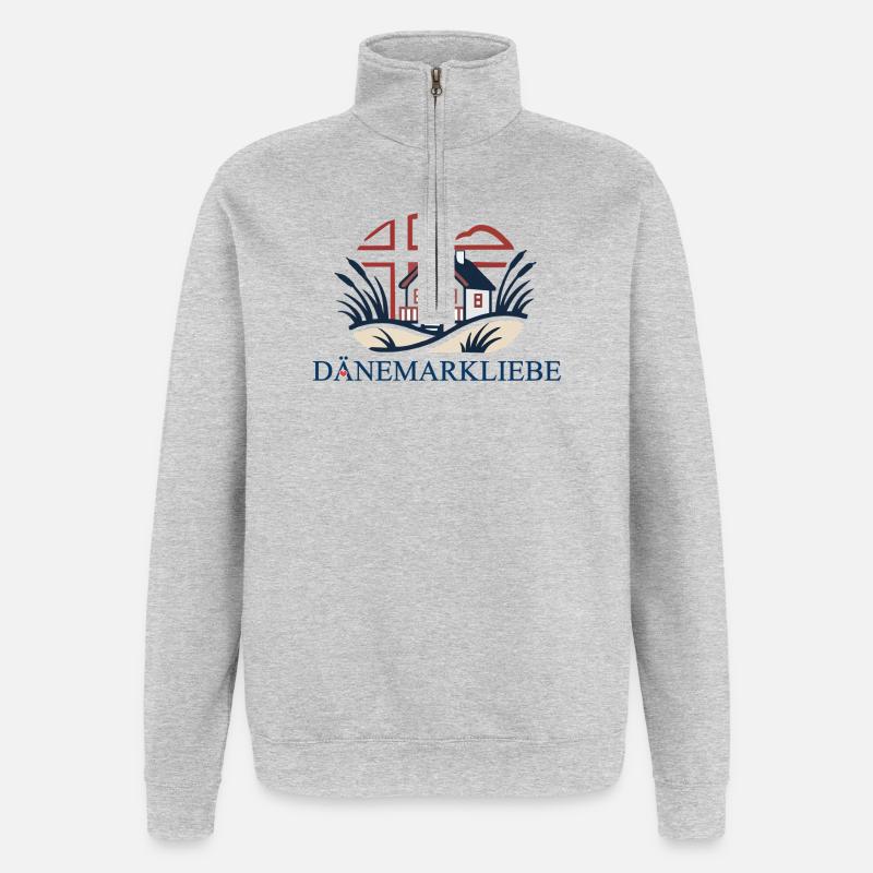 Dänemarkliebe - Ein Statement mit Aussagekraft - Quarter-Zip-Sweatshirt - Grau meliert