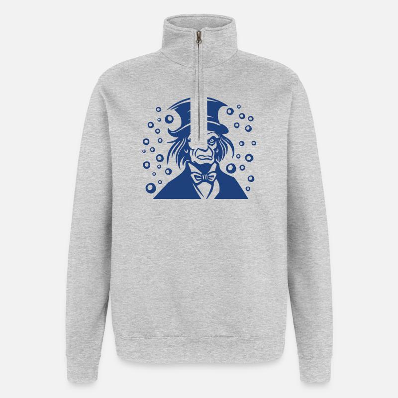 Ebenezer Scrooge Flat Portrait Graphic - Quarter-Zip Sweatshirt - heather grey