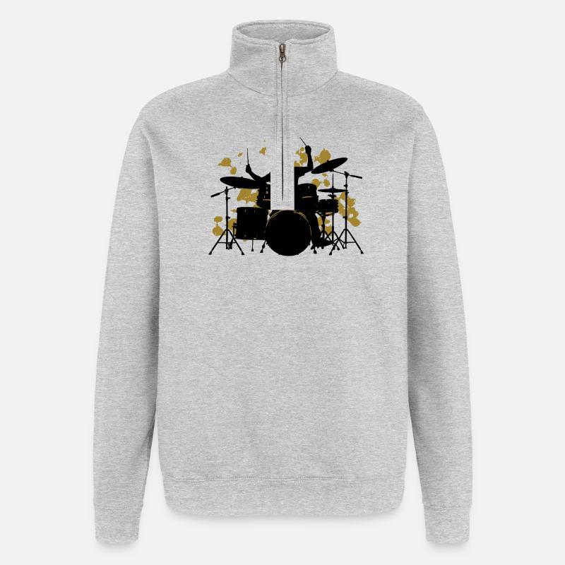 Drummer Drum Gift for Drummer - Quarter-Zip Sweatshirt - heather grey