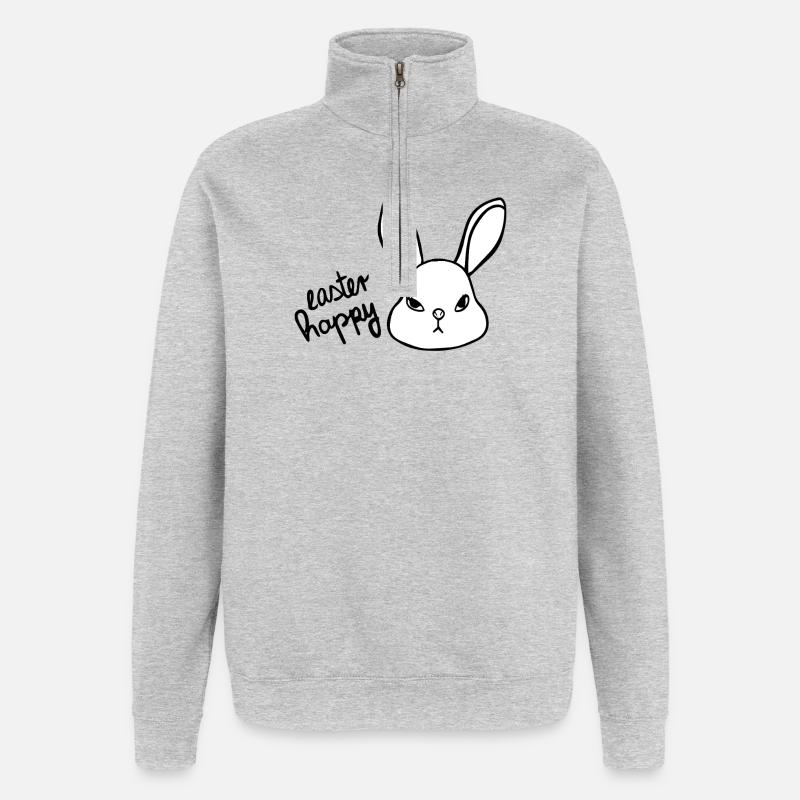 Sarcastic Easter Bunny - Easter Happy Bunny - Quarter-Zip Sweatshirt - heather grey