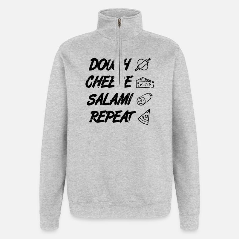 Pâte fromage Salami Répéter - Sweat à zip 1/4 - gris chiné