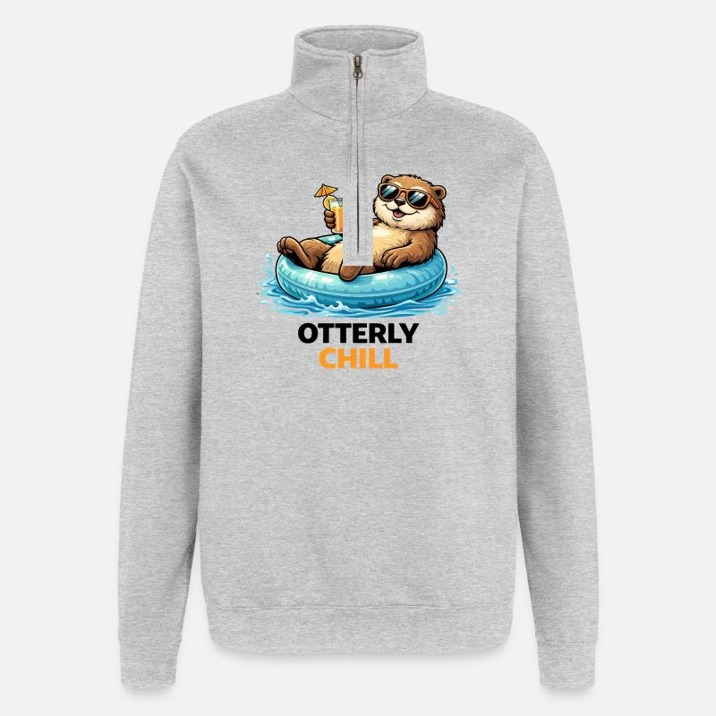 Chill Bear sur Inflatable Paradise - Sweat à zip 1/4 - gris chiné
