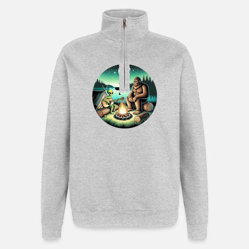 Alien Bigfoot UFO Sasquatch Believers Raumschiff - Quarter-Zip-Sweatshirt - Grau meliert
