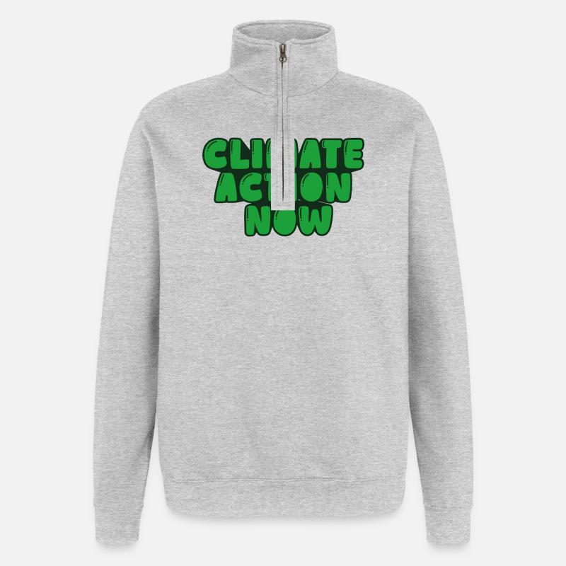 Klimaschutz jetzt - Quarter-Zip-Sweatshirt - Grau meliert