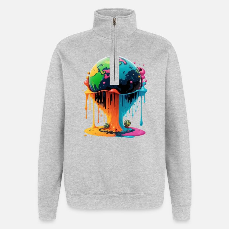 Globe - Terre - Globe - Sweat à zip 1/4 - gris chiné