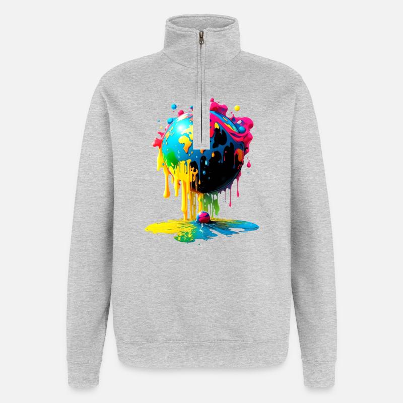 Globe - Earth - Globe - Quarter-Zip Sweatshirt - heather grey