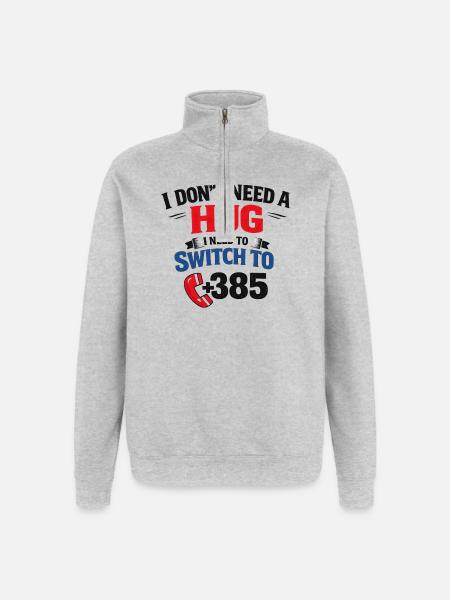 No hug, call number 385 - Quarter-Zip Sweatshirt - heather grey