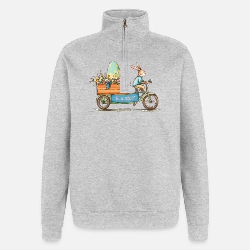 Funny Easter Bunny Cool Easter Bunny - Quarter-Zip Sweatshirt - heather grey