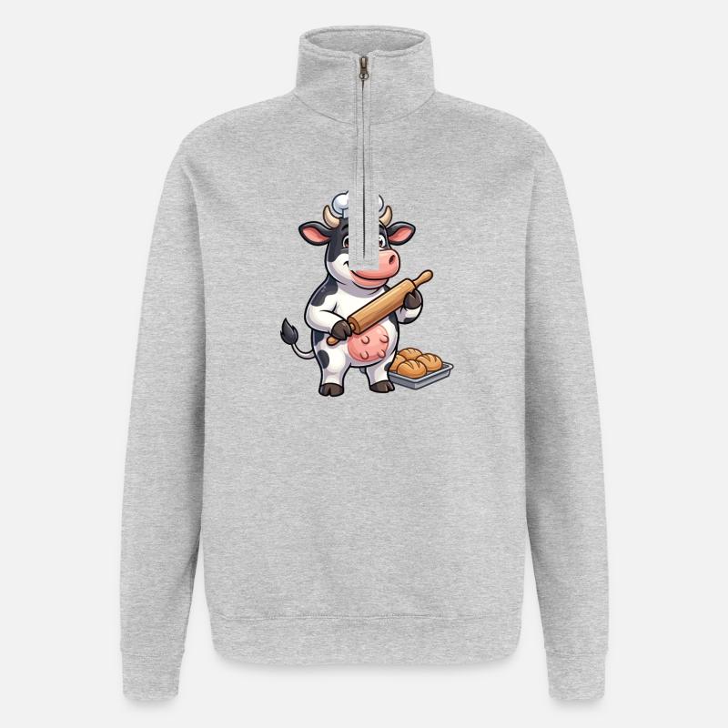 Cow Dough Roll Master - Quarter-Zip Sweatshirt - heather grey