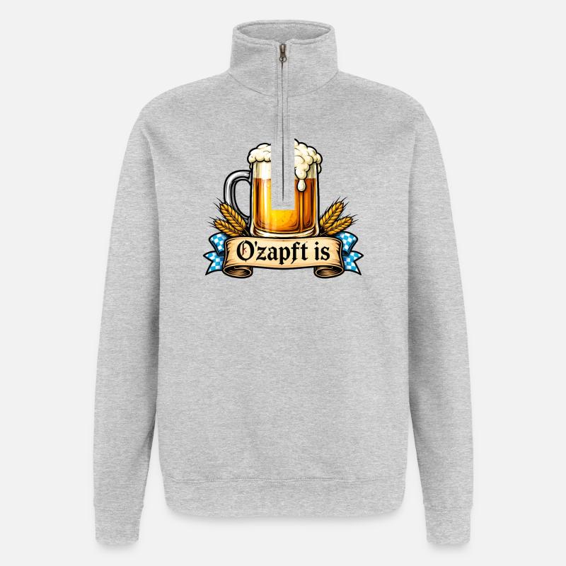 O'zapft is – Bayerischer Spruch - Quarter-Zip-Sweatshirt - Grau meliert