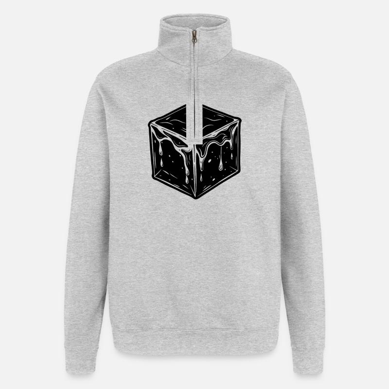 froid - Sweat à zip 1/4 - gris chiné