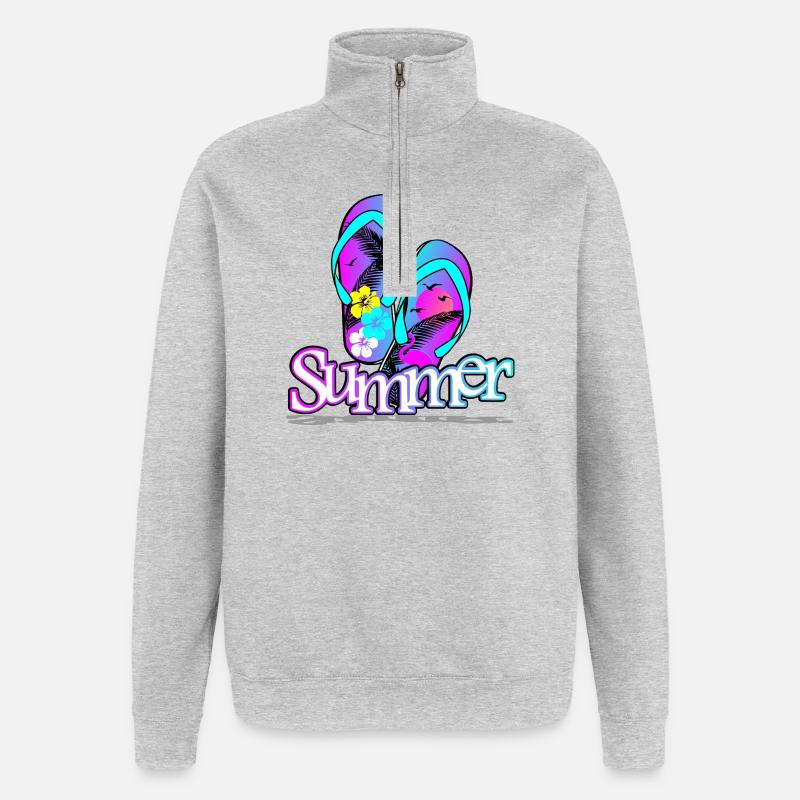 Sommer Flipflop - Quarter-Zip-Sweatshirt - Grau meliert