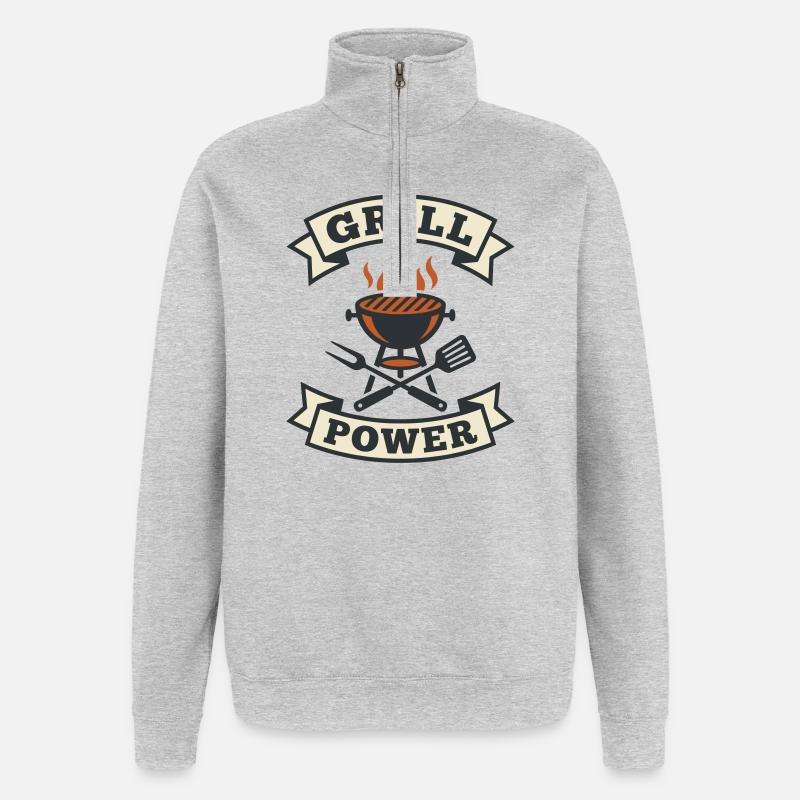 Puissance du Grill Kettle et Ustensiles - Sweat à zip 1/4 - gris chiné