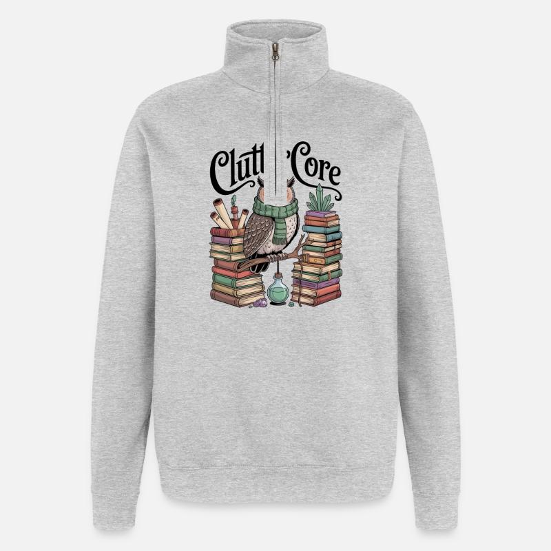 Passionné de Cluttercore - Sweat à zip 1/4 - gris chiné