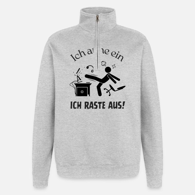 Frust im Büro - Keep calm - Quarter-Zip-Sweatshirt - Grau meliert