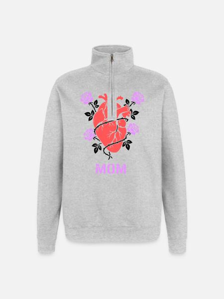 Anatomical Heart Roses Mom - Quarter-Zip Sweatshirt - heather grey