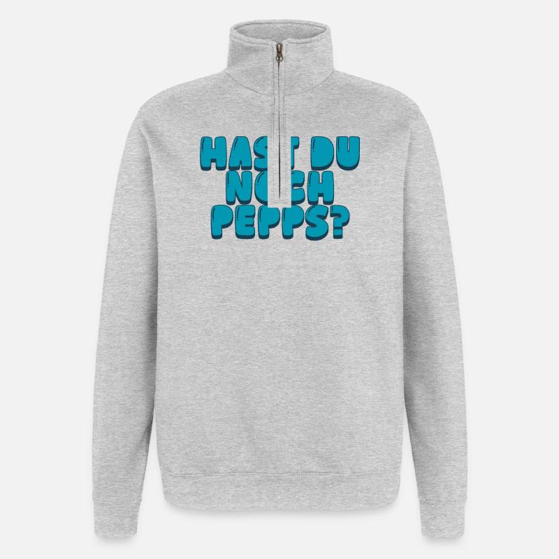 Hast du noch Pepps? - Quarter-Zip-Sweatshirt - Grau meliert