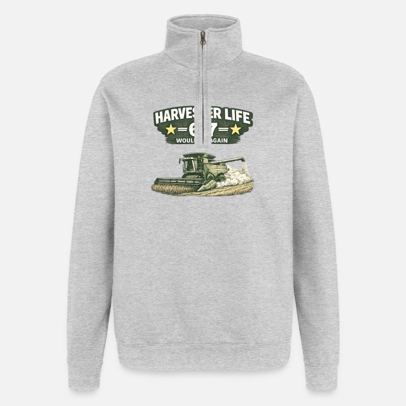 Moissonneuse vie 6/7 « Moissonneuse-batteuse » - Sweat à zip 1/4 - gris chiné