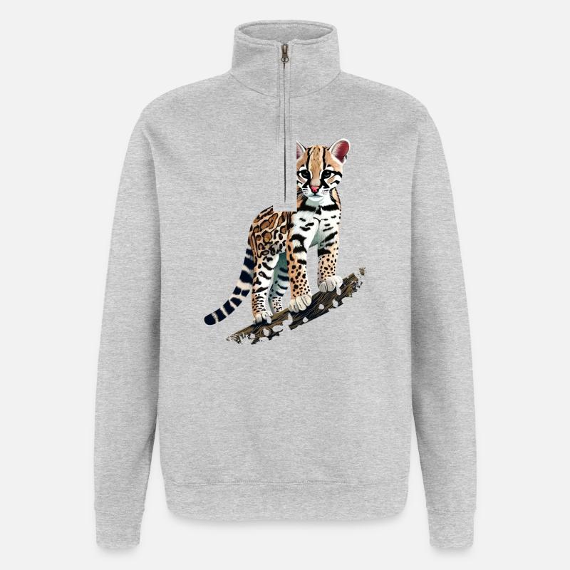 Ocelot - Sweat à zip 1/4 - gris chiné