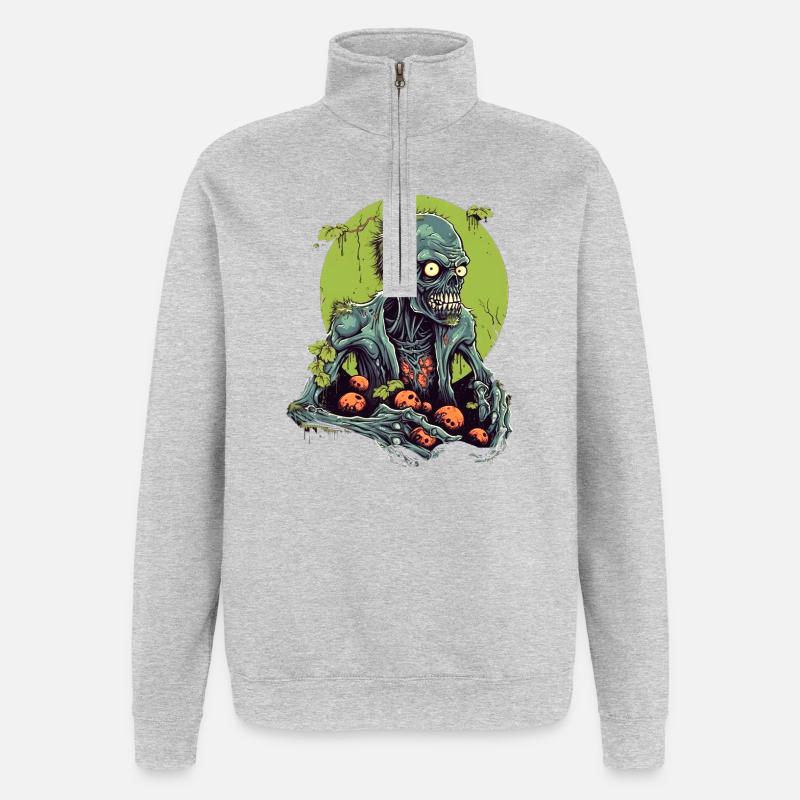 Halloween - Zombie - Horror - Witch - Quarter-Zip Sweatshirt - heather grey