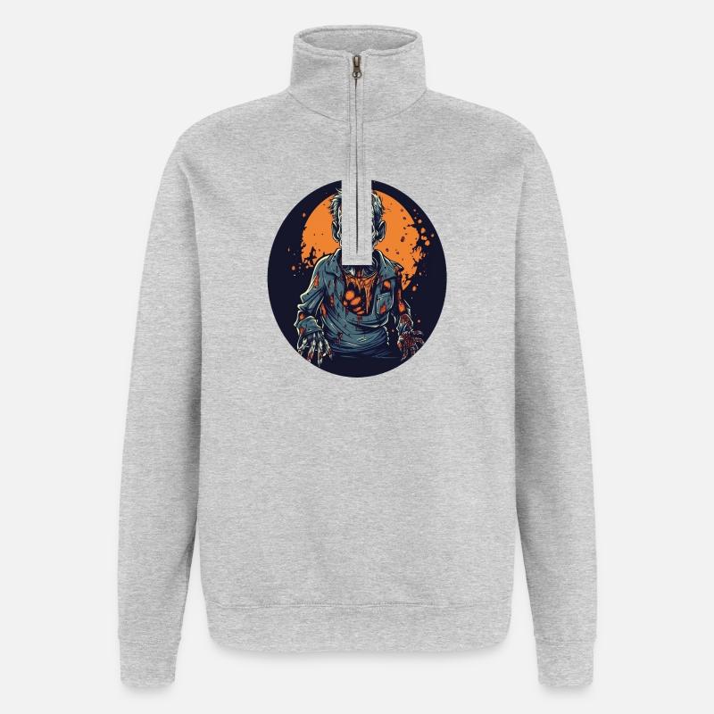 Halloween - Zombie - Horror - Witch - Quarter-Zip Sweatshirt - heather grey