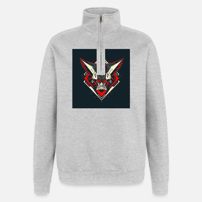 Schädel Warrior Emblem - Quarter-Zip Sweatshirt - heather grey