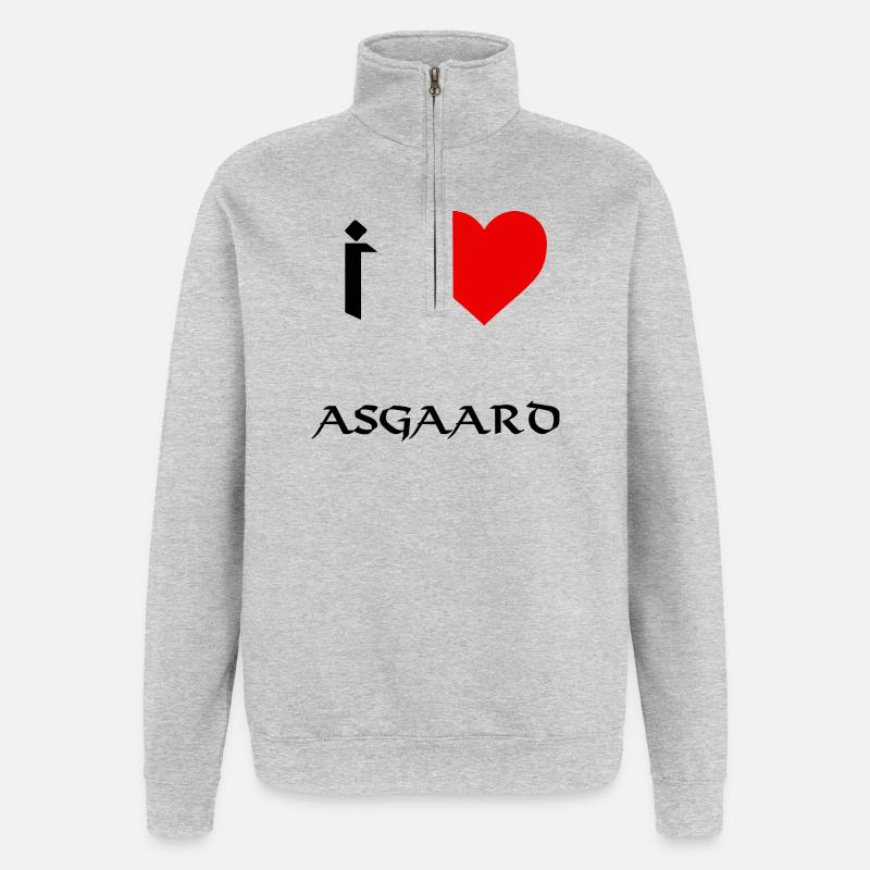 Ich liebe Asgaard - Quarter-Zip-Sweatshirt - Grau meliert