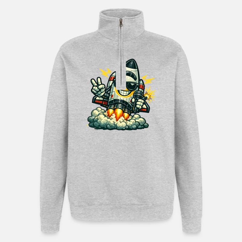 Canard Fusée Spatiale avec Micro - Sweat à zip 1/4 - gris chiné