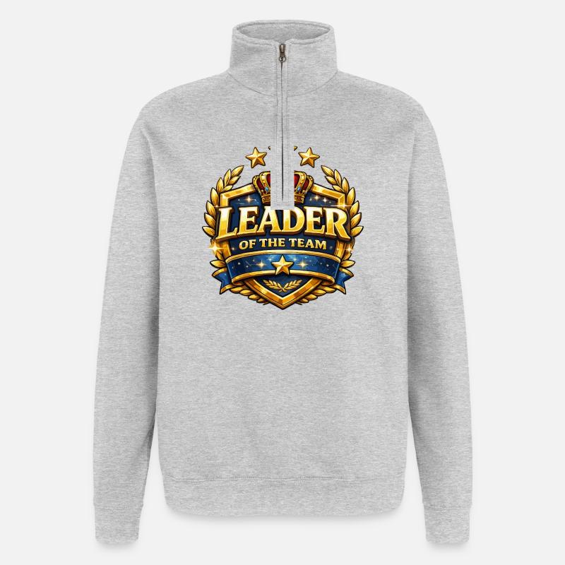 Chef de l’équipe Crown Badge - Sweat à zip 1/4 - gris chiné