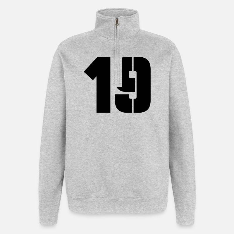 19 - Sweat à zip 1/4 - gris chiné