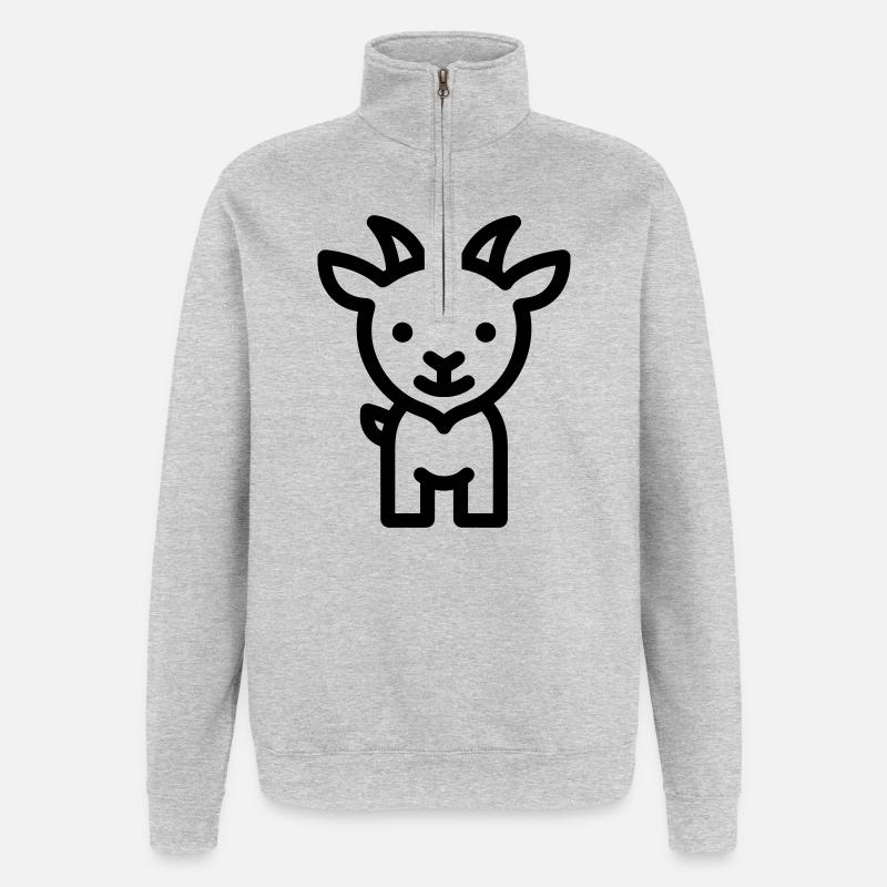 chèvre - Sweat à zip 1/4 - gris chiné