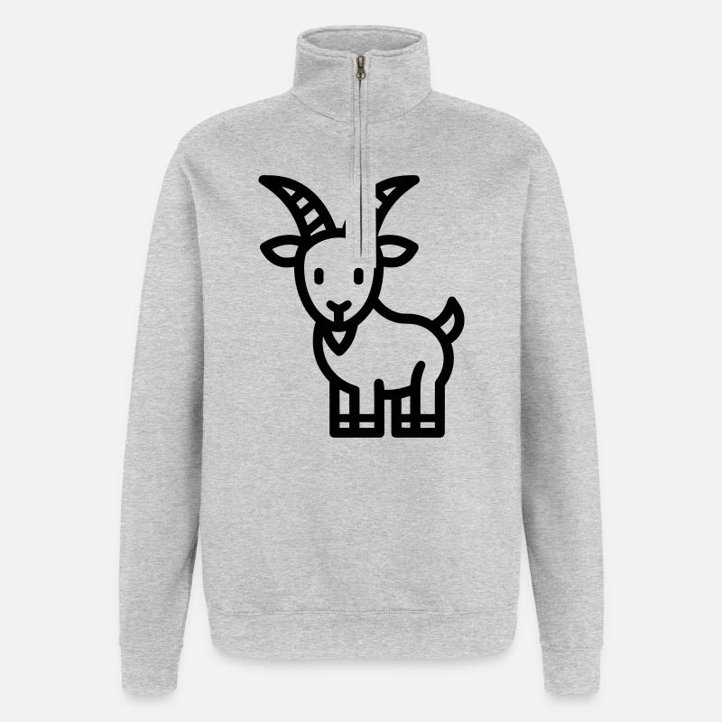 chèvre - Sweat à zip 1/4 - gris chiné