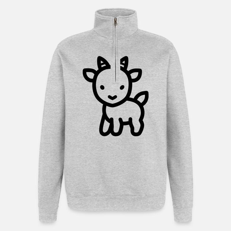 chèvre - Sweat à zip 1/4 - gris chiné