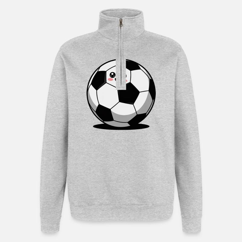 Fußball comic süß - Quarter-Zip-Sweatshirt - Grau meliert