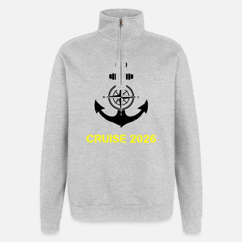 Croisière 2026 Anchor Compass - Sweat à zip 1/4 - gris chiné
