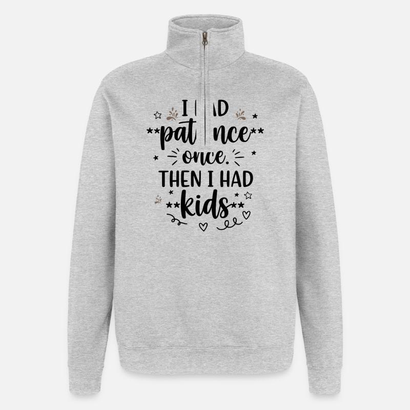 Ich hatte einmal Geduld - Quarter-Zip-Sweatshirt - Grau meliert